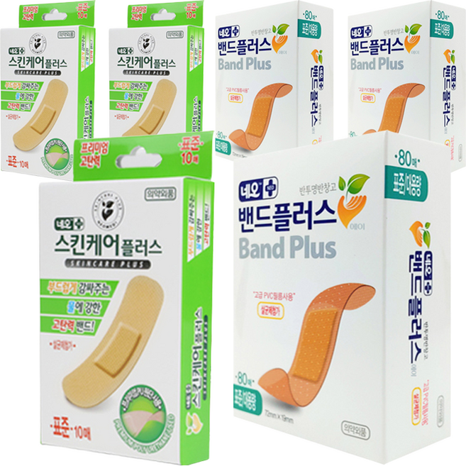 네오메디제약 밴드플러스에이 표준 80매 + 스킨케어플러스 표준 10매, 3세트, 90개입