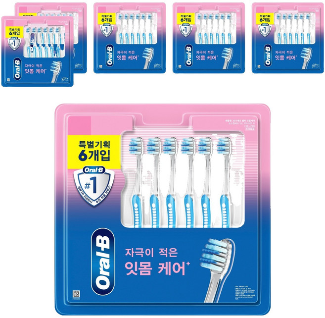 오랄비 벨벳 초소형헤드 잇몸케어 칫솔, 6개입, 6개