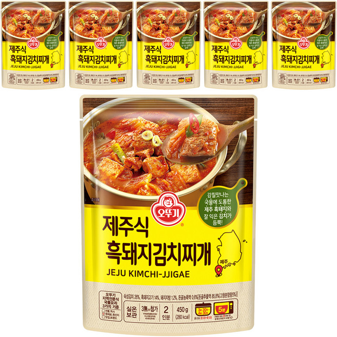 오뚜기 제주식 흑돼지 김치찌개, 450g, 6개
