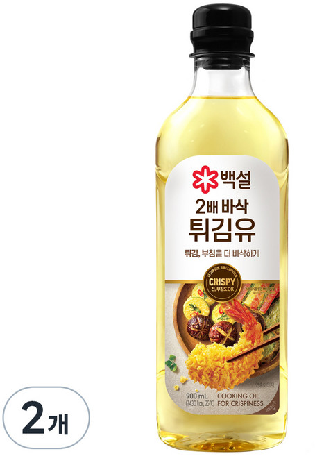 백설 2배바삭 튀김유, 900ml, 2개