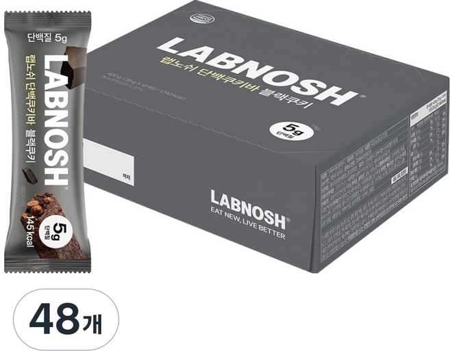 Labnosh 高蛋白餅乾棒 黑巧克力餅乾, 35g, 48個