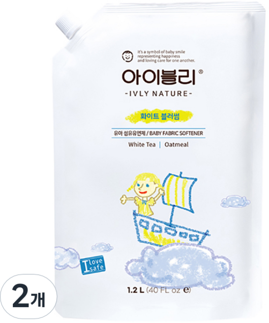 아이블리네이쳐 오트밀 성분 섬유유연제 화이트 블러썸향 본품, 2개