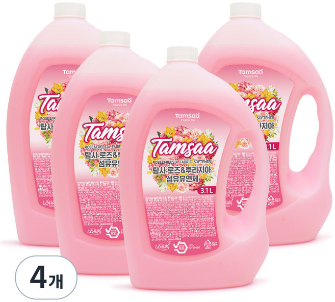 탐사 로즈앤 후리지아 섬유유연제 3.1L, 4개