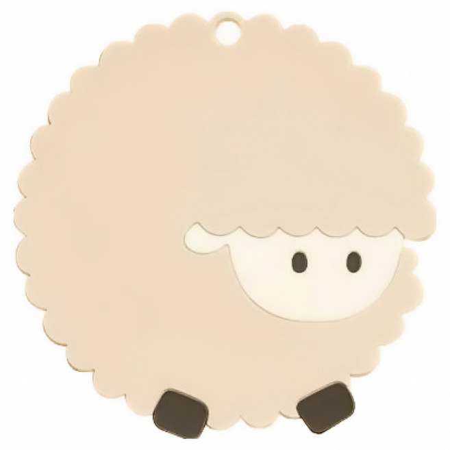 小麥購物 卡通矽膠隔熱墊 G809 小(9 x 9 x 0.3cm) 20g, 灰白羊, 3個