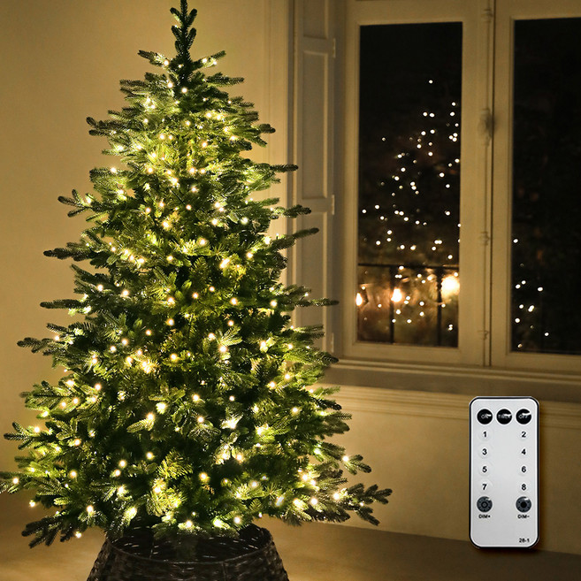 홈트너 크리스마스 트리장식 좁쌀전구 + 점멸기 + 리모컨 세트, 전구색+검정선, 500구, 15m, 1세트