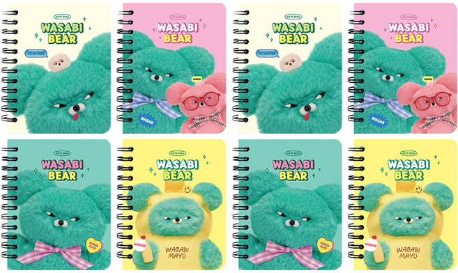 PINKFOOT Wasabi Bear 合紙筆記本 4款套組, 2套, 混合顏色