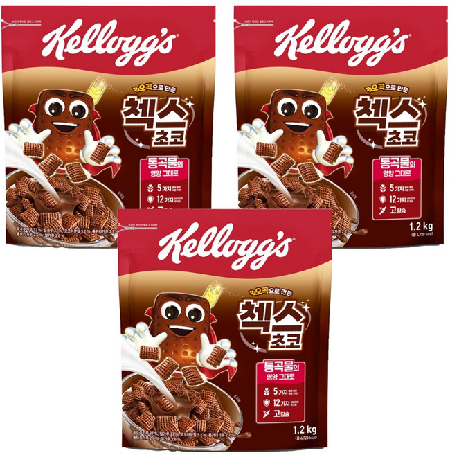첵스초코 오곡으로 만든 시리얼, 1.2kg, 3개
