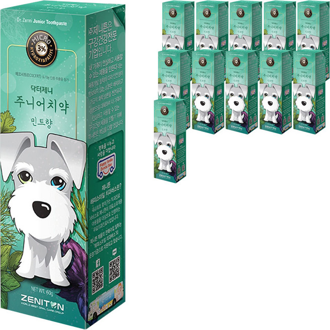 제니튼 주니어 치약 민트향, 60g, 3개입, 4개