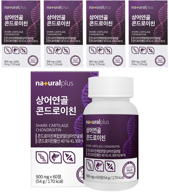 내츄럴플러스 상어연골 콘드로이친, 60정, 5개