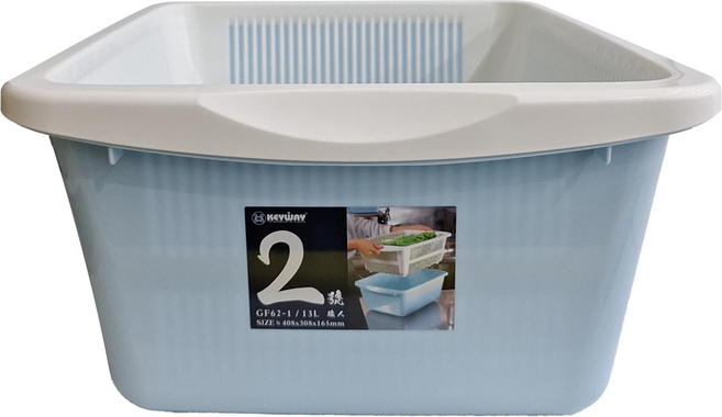 KEYWAY 聯府 職人2號雙層瀝水籃 GF62-1 13L, 1個, 藍色