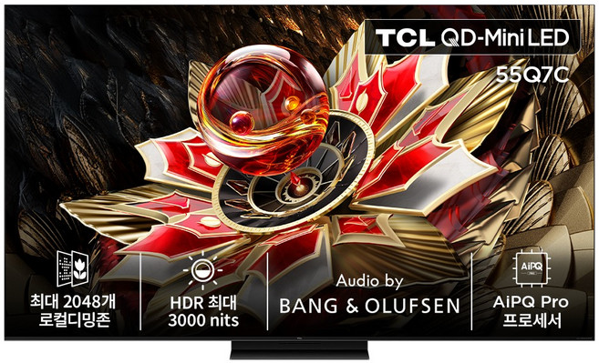 TCL 4K QD Mini LED 스마트TV, 139cm(55인치), 55Q7C, 스탠드형, 방문설치