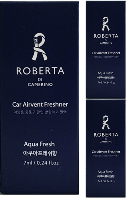 로베르타디까메리노 차량용 송풍구 방향제 리필 7ml, 3개, 아쿠아블루