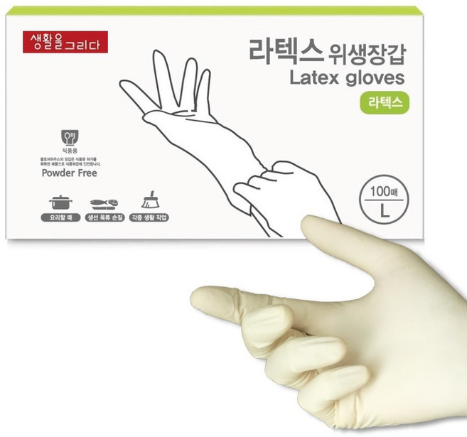 생활을그리다 라텍스 위생장갑, 대(L), 1개