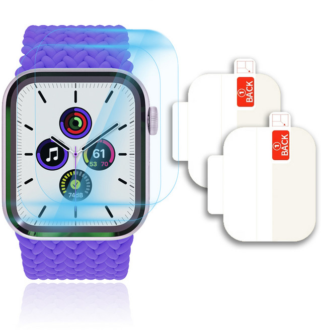 클로버에어 애플워치 블루라이트 차단 풀커버 TPU 스크래치 자가복원 고광택 전면 액정 보호필름 2p, 투명, 1세트