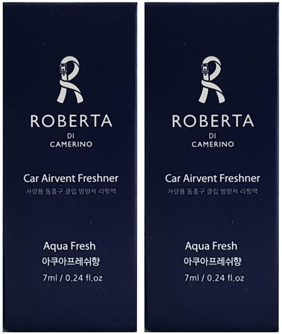 로베르타디까메리노 차량용 송풍구 방향제 리필 7ml, 2개, 아쿠아블루
