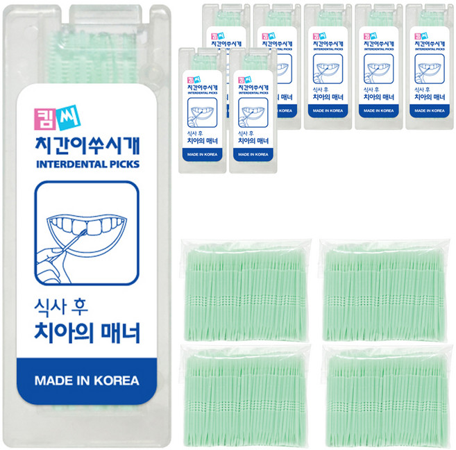 킴씨치간이쑤시개 치간 칫솔형 이쑤시개, 0.4mm, 436개입, 4세트