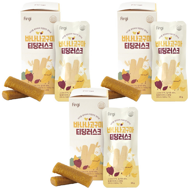 퍼기 티딩러스크 치발과자, 바나나고구마맛, 120g, 3개