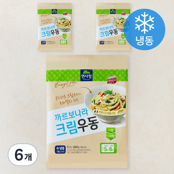 면사랑 까르보나라 크림우동 1인분 (냉동), 360g, 6개