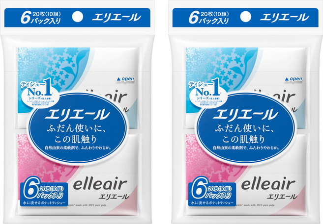elleair 艾黎艾爾 柔膚細緻隨身面紙, 6包, 2袋