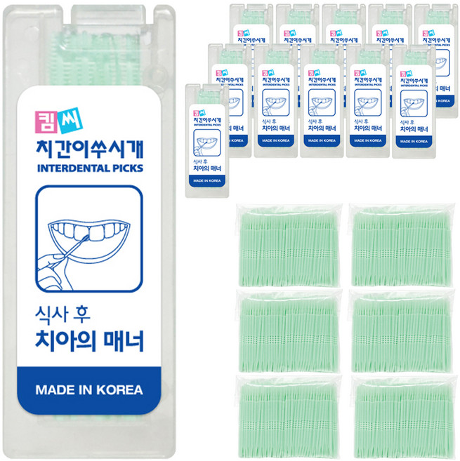 킴씨치간이쑤시개 치간 칫솔형 이쑤시개, 0.4mm, 436개입, 6세트