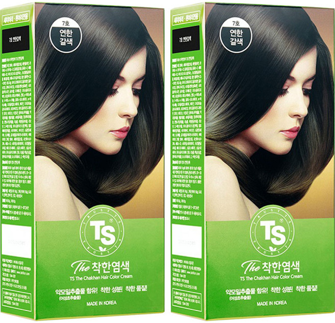 TS 착한염색 염모제, 7호 연한갈색, 2개