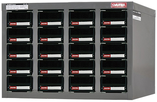 SHUTER 樹德 耐重分類零件櫃 ST1-420 20抽, 灰色 + 黑色, 1組