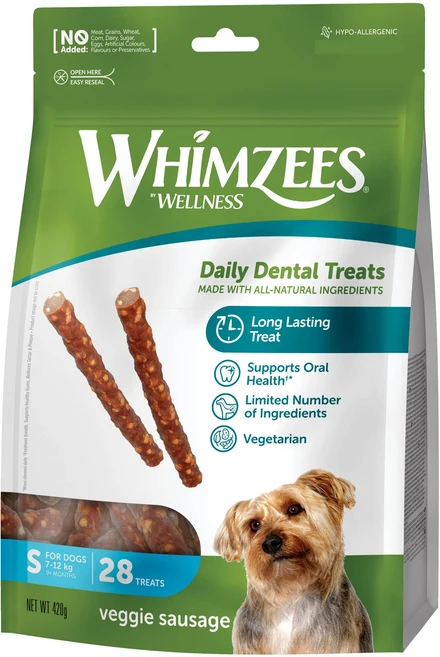 웰니스윔지스 강아지 밸류백 덴탈껌 S, 베지소시지, 420g, 1개 - 쿠팡