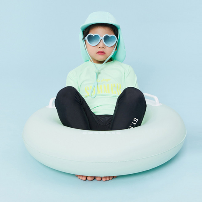 코코릭 어린이 아동용 물놀이 손잡이 원형 튜브 70cm, 민트, 1개