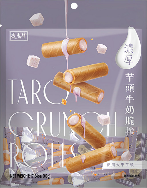 盛香珍 濃厚芋頭牛奶脆捲, 500g, 1袋