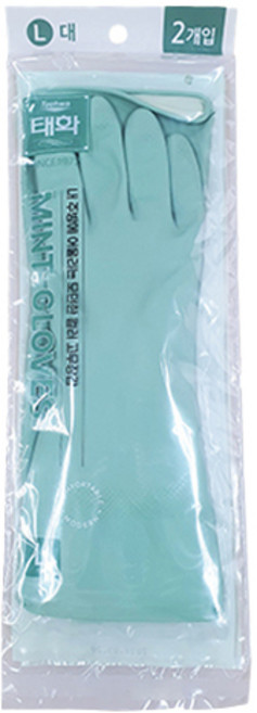 태화 컬러 고무장갑 2켤레, 민트, 대(L), 1세트