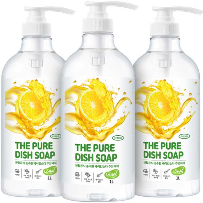 생활공식 순수한 베이킹소다 주방세제, 1000ml, 3개