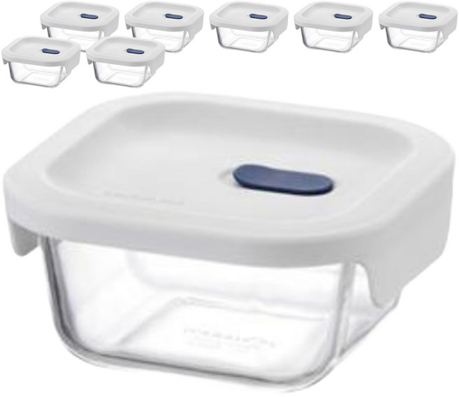 락앤락 탑클라스 실리콘 뚜껑 정사각 유리 밀폐용기 300ml, 8개