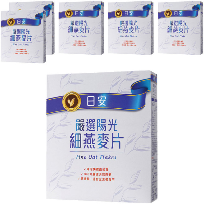 日安 嚴選陽光 細燕麥片 100%嚴選天然燕麥 高纖維 適合全素者食用, 500g, 6盒