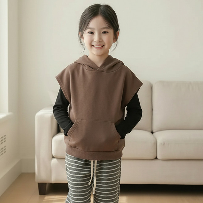 꼰띠키즈 여아용 모쏘 후드 조끼