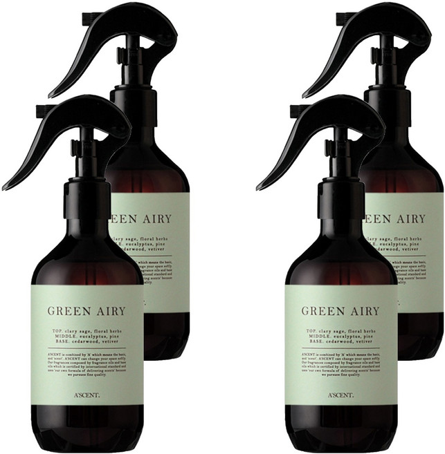 에이센트 드레스 퍼퓸 탈취제 그린에어리 본품, 250ml, 4개