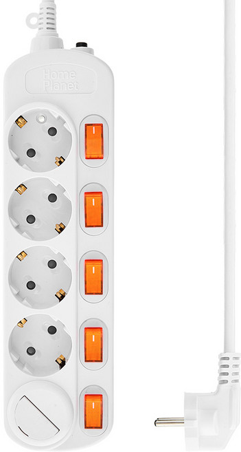 홈플래닛 개별스위치 멀티탭 5구 + 안전커버, 화이트, 1개, 1.5m