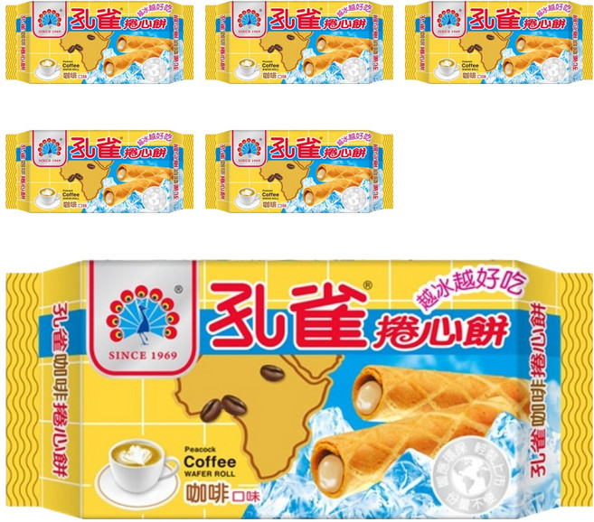 孔雀 捲心餅 咖啡口味, 63g, 6包
