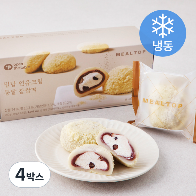 밀탑 연유크림 통팥 찹쌀떡 (냉동), 60g, 6개입, 4박스