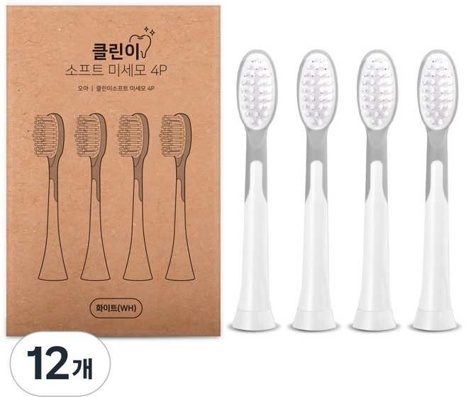 오아 클린이 소프트 시리즈 전용 미세모 리필 칫솔모 화이트, 12개
