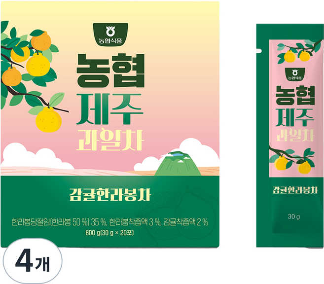 농협식품 제주 과일 감귤 한라봉차 20p, 600g, 4개