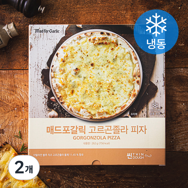매드포갈릭 고르곤졸라 피자 씬 (냉동), 262g, 1개입, 2박스
