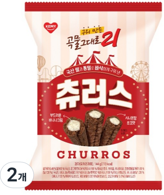 개미 구워 만든 곡물그대로 21 크리스피롤 츄러스, 2개, 144g