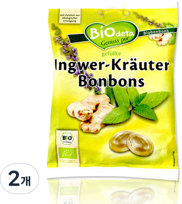 비오데타 유기농 생강 캔디, 75g, 2개