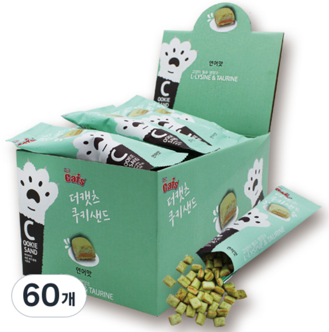 더캣츠 쿠키샌드 고양이 간식, 연어맛, 20g, 60개