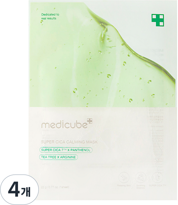 medicube 積雪草舒緩面膜, 4個, 1入