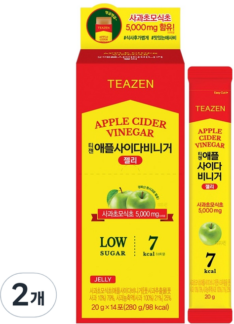티젠 애플사이다비니거 젤리 14p, 280g, 2개