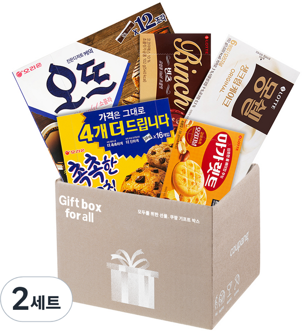 달콤 스낵 와우박스 5종 세트, 몽쉘 6p + 촉촉한 초코칩 16p + 빈츠 12p + 오뜨 12p + 마가렛트 4P, 2세트