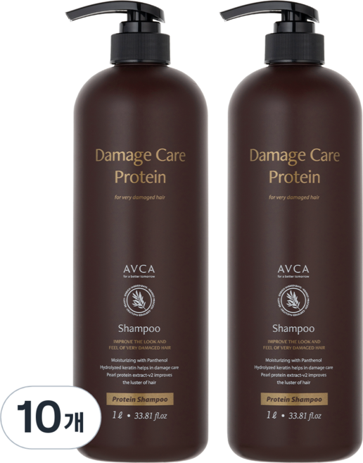 아브카 극손상 케어 데미지 솔루션 단백질 샴푸, 1L, 10개