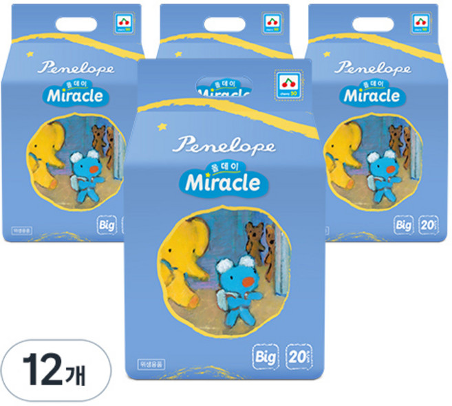 페넬로페 미라클 올데이 팬티형 기저귀 공용, 6단계, 240매