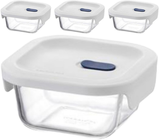 락앤락 탑클라스 실리콘 뚜껑 정사각 밀폐용기 300ml, 4개